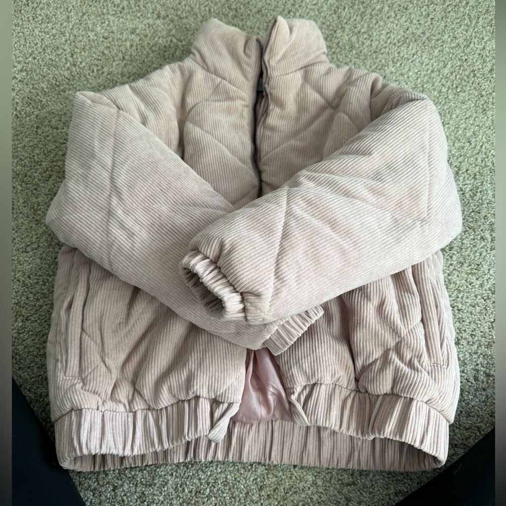 {LUSH} Baby Pink Corduroy Bomber Puffer Jacket